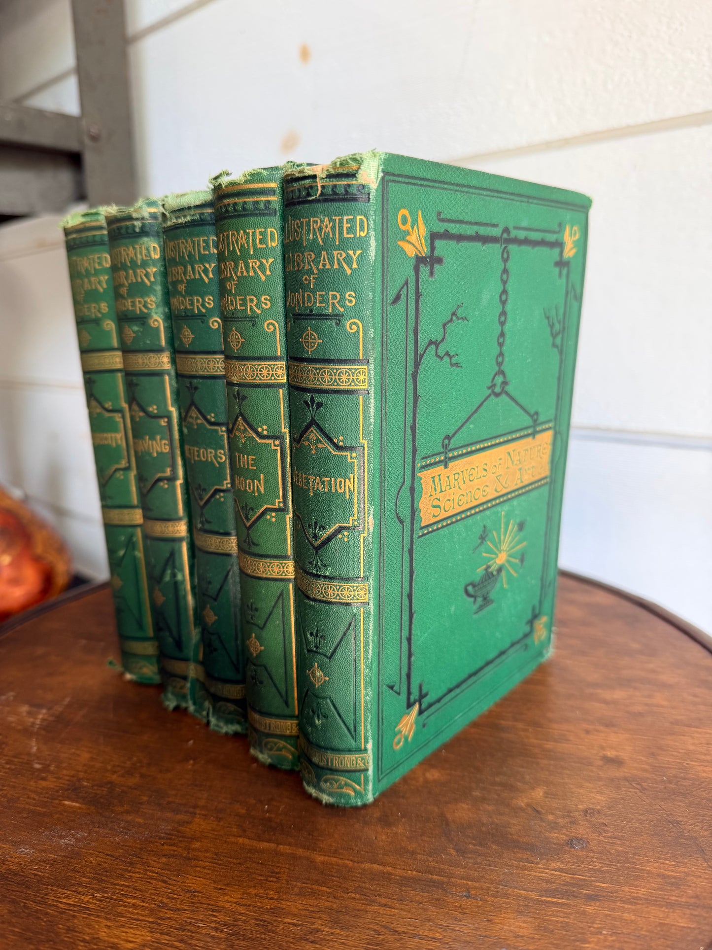 Set of 5 1870's "Illustrated Library of Wonders" Hardcover Books