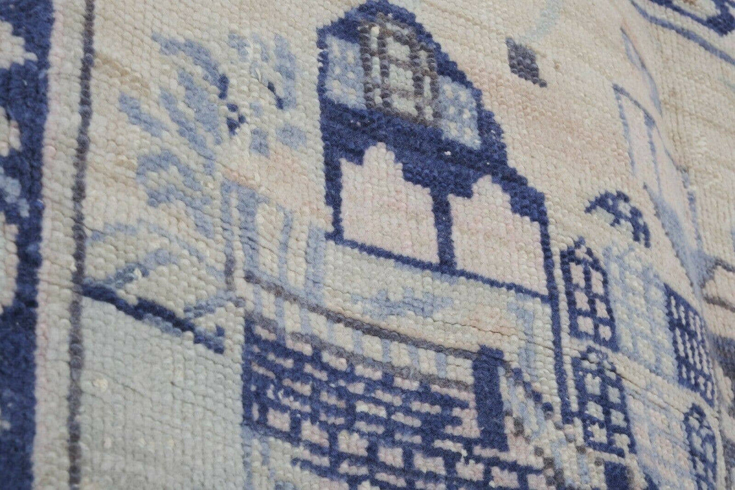 Vintage 4'11" x 6'5" Pastel Village Pictorial Turkish Rug