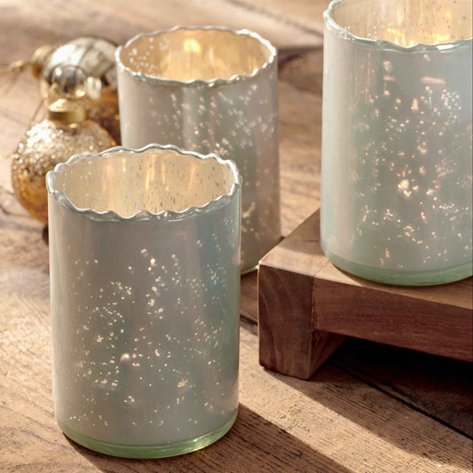 Zermatt Blown Glass Candleholder - White