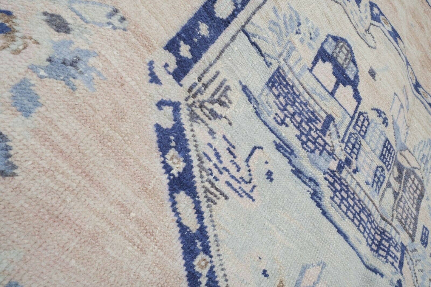 Vintage 4'11" x 6'5" Pastel Village Pictorial Turkish Rug