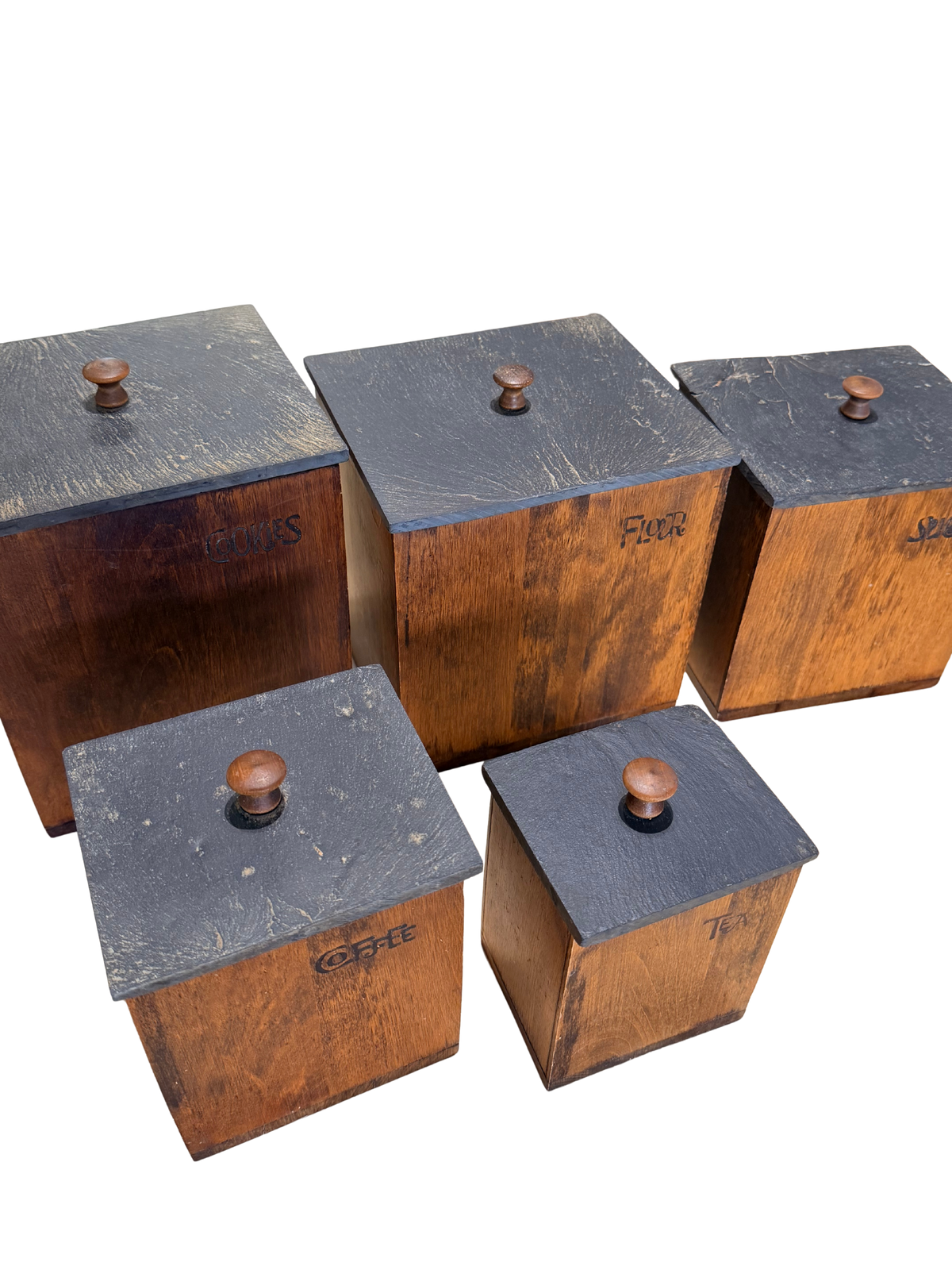 MNM Canada Wood & Slate Kitchen Canister Set