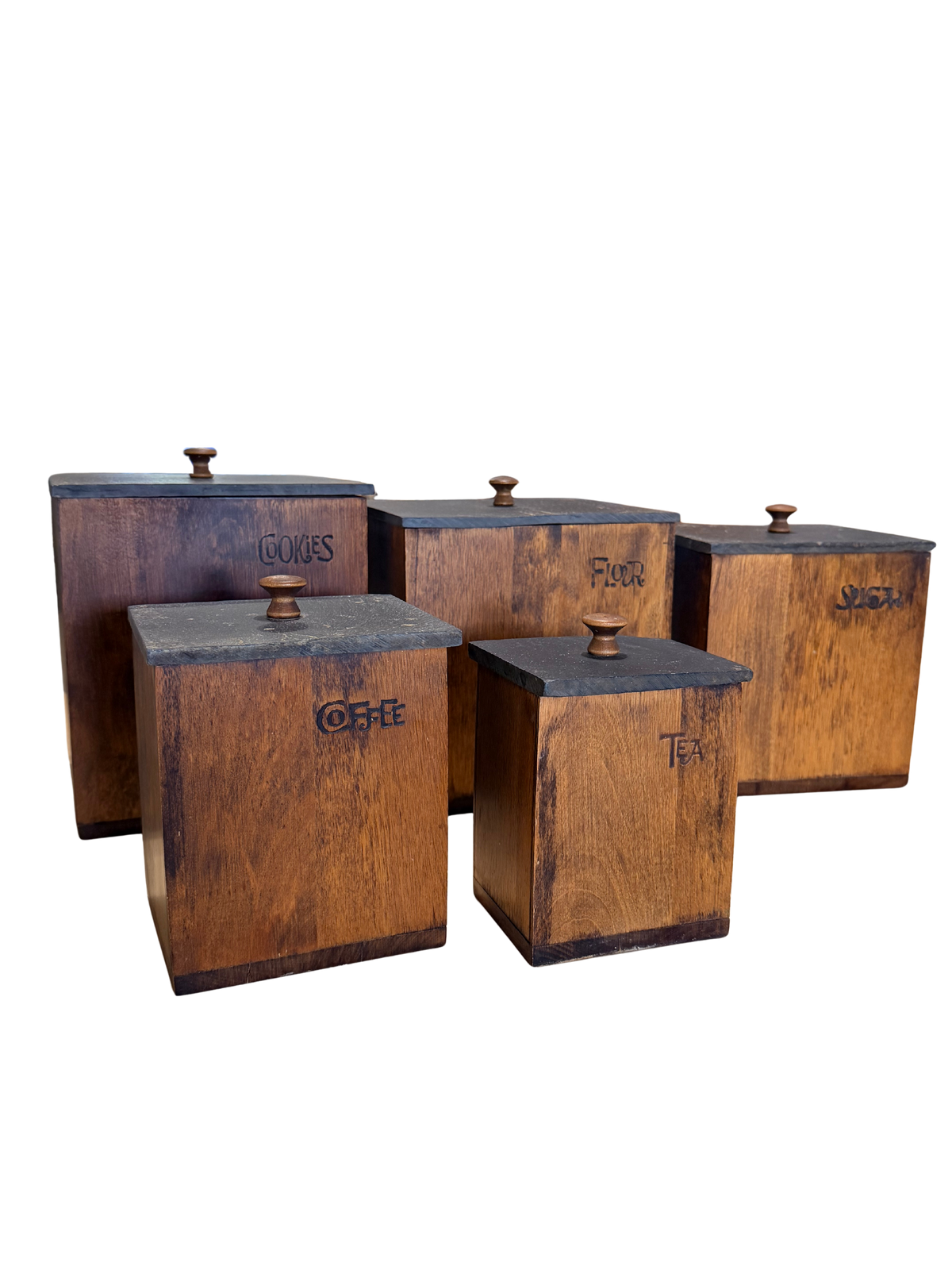 MNM Canada Wood & Slate Kitchen Canister Set