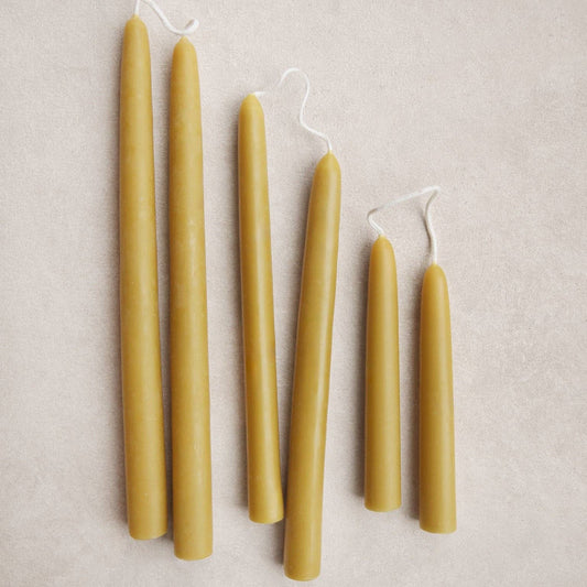 6" Heirloom Beeswax Taper Candles - Olive