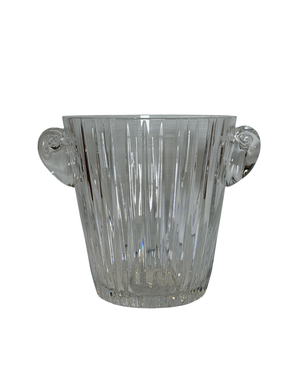 Ribbed Crystal Ice Bucket with Scroll Handles