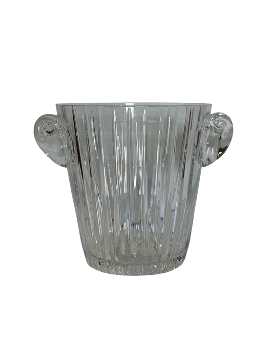 Ribbed Crystal Ice Bucket with Scroll Handles