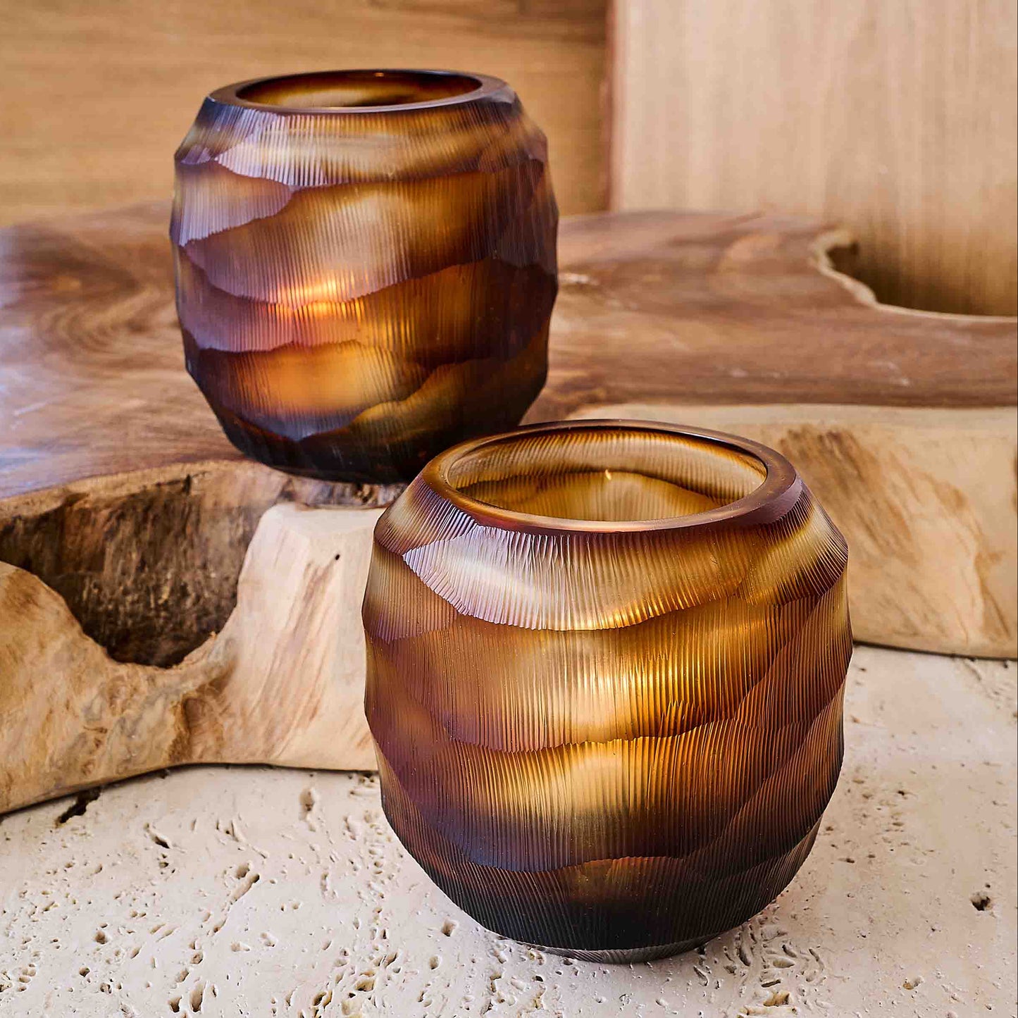 Cooper Votive Candle Holder - Brown