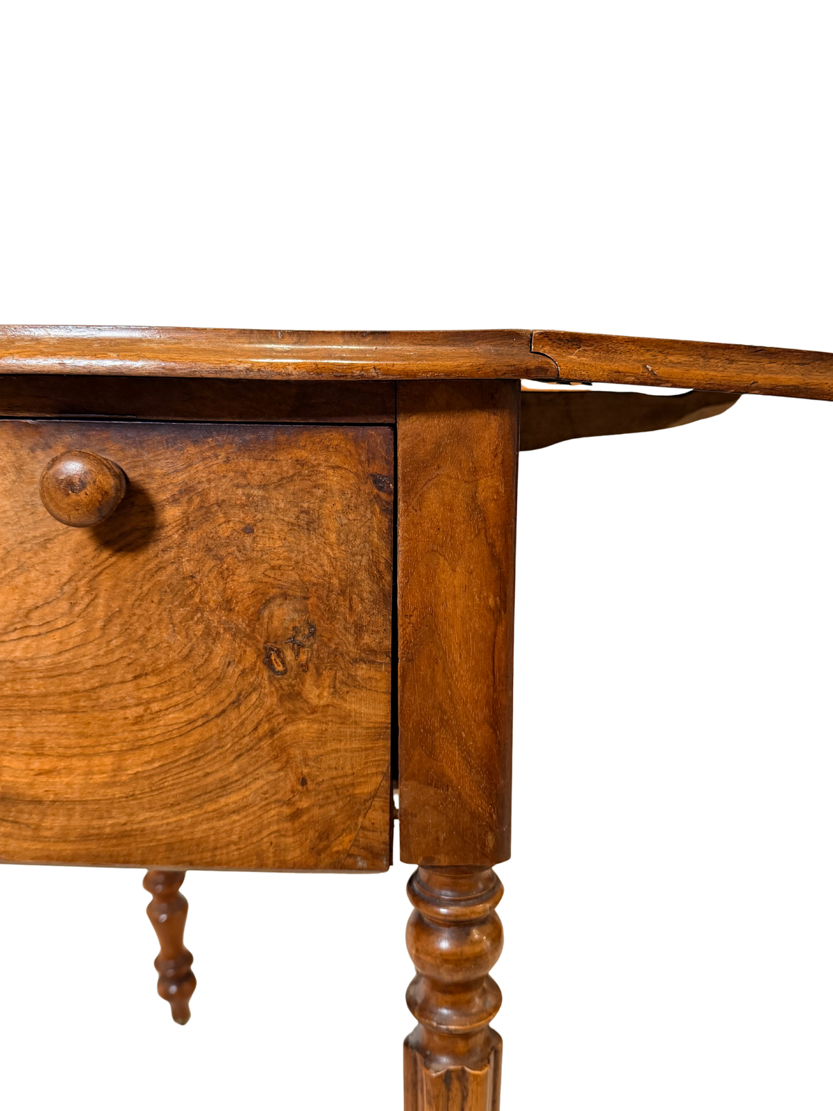 Antique Victorian Figured Walnut Drop-Leaf Work Table