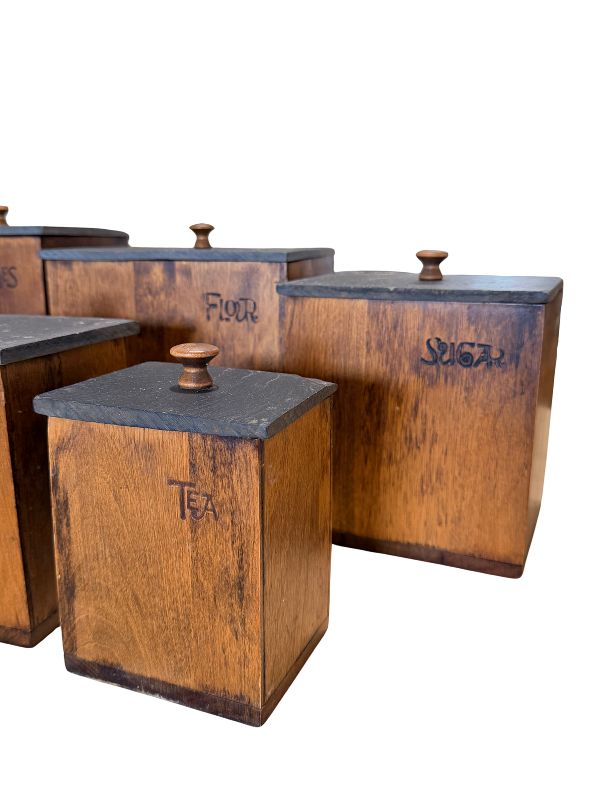 MNM Canada Wood & Slate Kitchen Canister Set