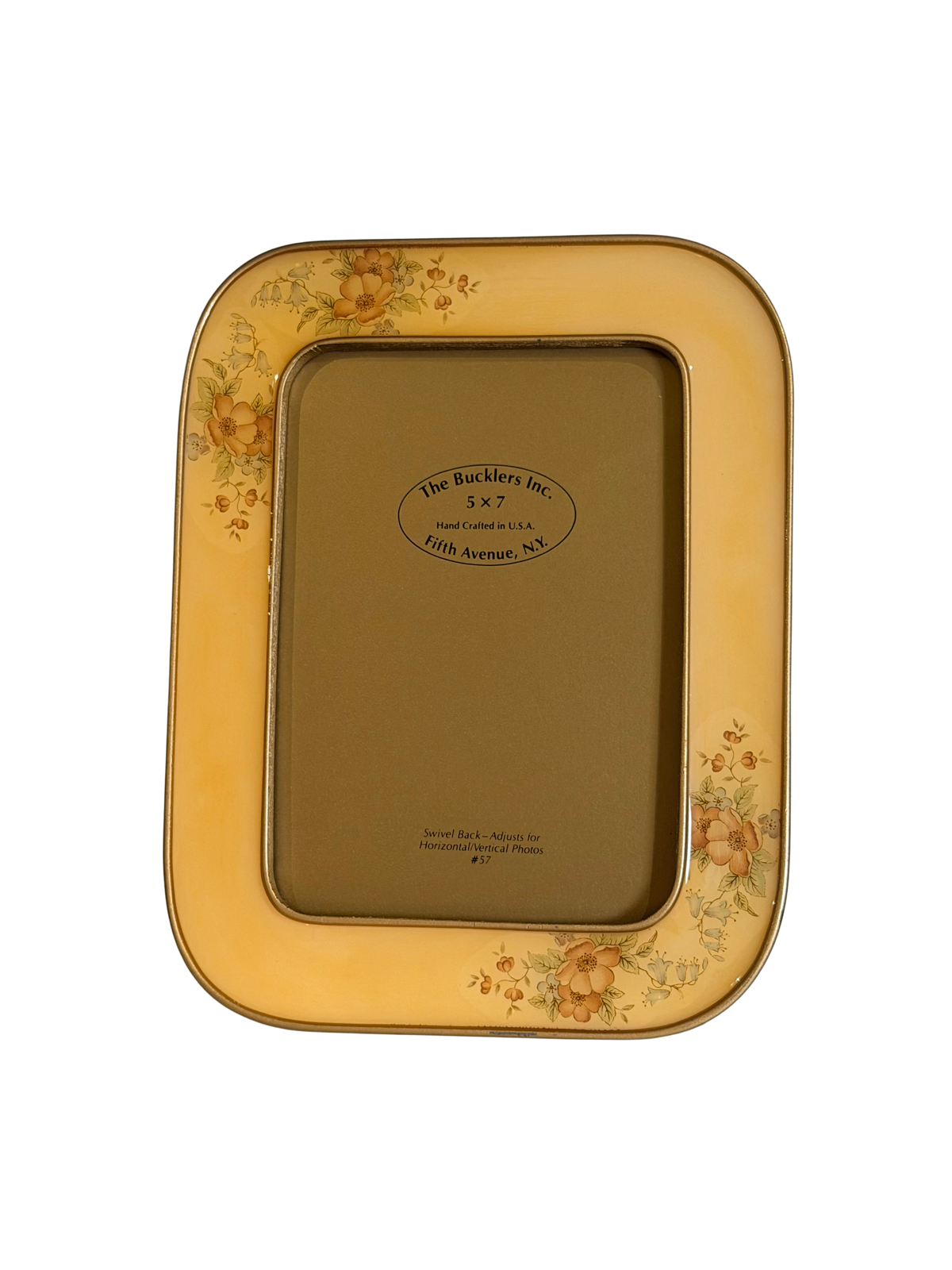 The Bucklers Inc. Yellow Enameled Brass Floral Picture Frame