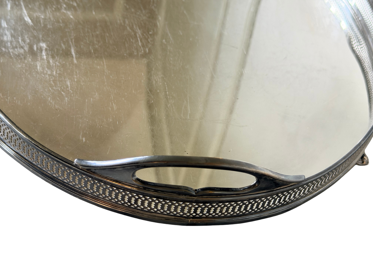 Extra-Large Silver-Plated Oval Gallery Tray with Handles