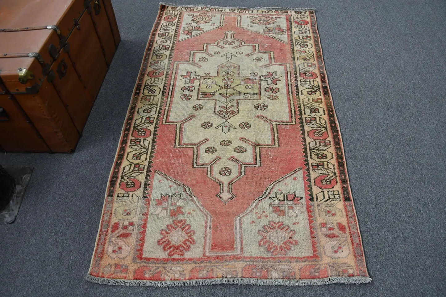 Vintage 3'6" x 6'1" Red Turkish Wool Rug